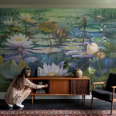 Fotomurale effetto 3D Fiori di stagno