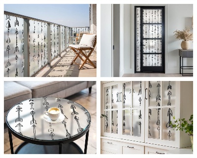 Pellicola per vetri effetto ghiaccio colorato Frecce geometriche