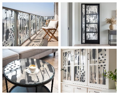 Pellicola adesiva effetto vetrata colorata Strisce e punti