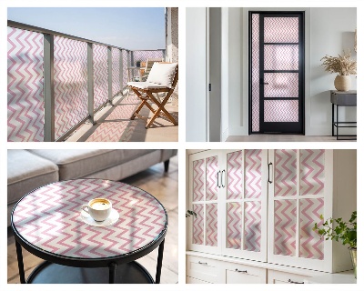 Pellicola per vetri effetto vetrata Zigzag rosa