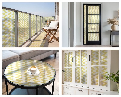 Pellicola adesiva effetto vetrata colorata Zigzag gialli