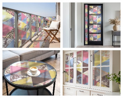 Pellicola per vetri effetto ghiaccio colorato Triangoli colorati