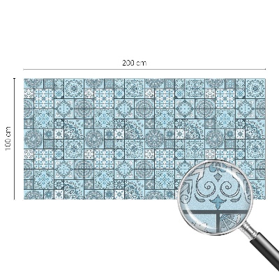 Pellicola adesiva effetto vetrata colorata piastrelle blu