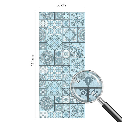 Pellicola adesiva effetto vetrata colorata piastrelle blu