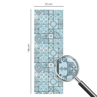 Pellicola adesiva effetto vetrata colorata piastrelle blu