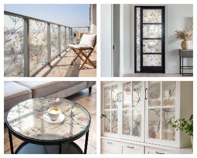 Pellicola per vetri effetto ghiaccio colorato Fiori dell'armonia