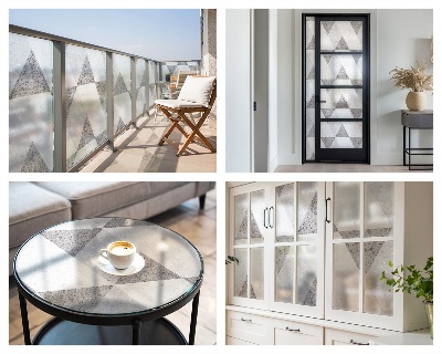 Pellicola per vetri effetto ghiaccio colorato Triangoli grigi