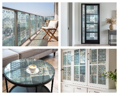 Pellicola per vetri effetto vetrata Piastrelle boho