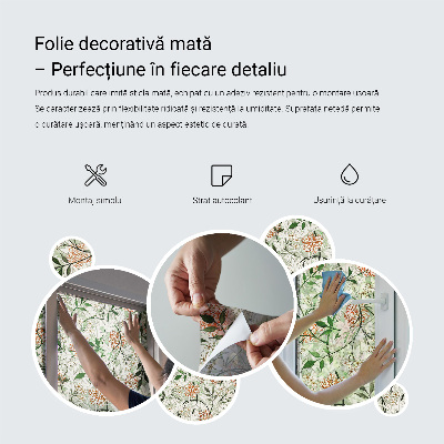 Pellicola adesiva effetto vetrata colorata ornamenti floreali