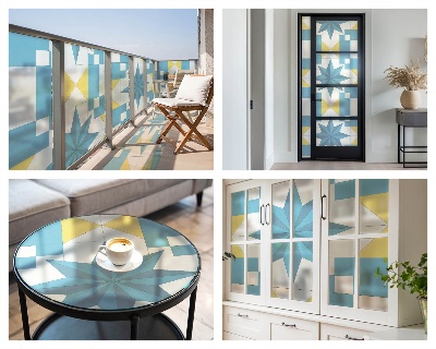 Pellicola adesiva effetto vetrata colorata Stelle blu