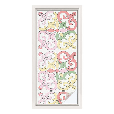 Pellicola adesiva effetto vetrata colorata ornamenti floreali