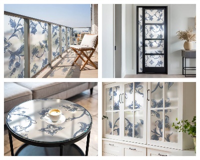 Pellicola adesiva effetto vetrata colorata Ornamento floreale