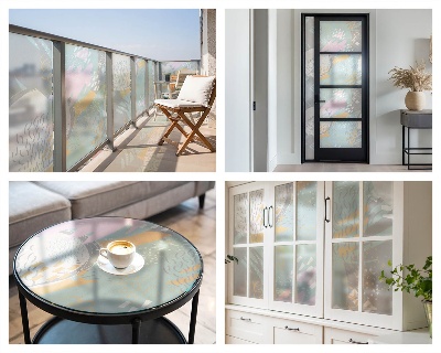 Pellicola per vetri effetto ghiaccio colorato Armonia astratta