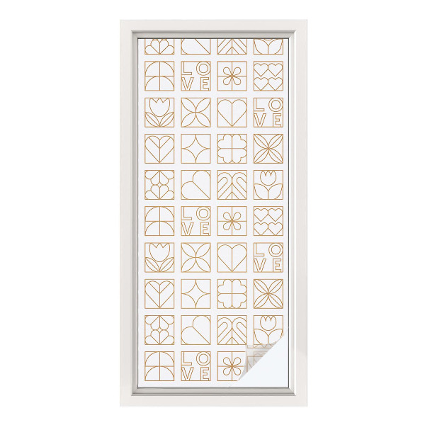 Pellicola per vetri effetto vetrata Amore geometrico