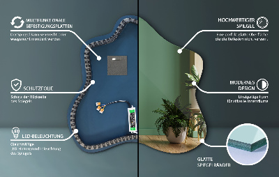 Specchio a forma di macchia illuminato a LED