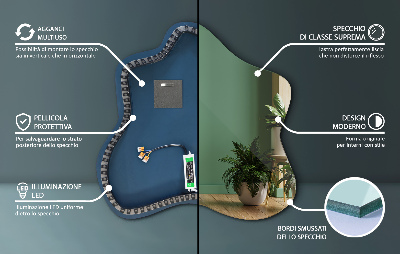 Specchio a forma di macchia illuminato a LED