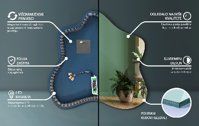 Specchio a forma di macchia illuminato a LED