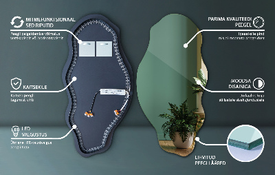 Specchio asimmetrico a LED Non ci sono cornici