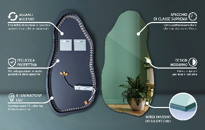 Specchio dalla forma irregolare con moderna retroilluminazione a LED