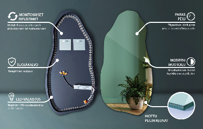 Specchio dalla forma irregolare con moderna retroilluminazione a LED