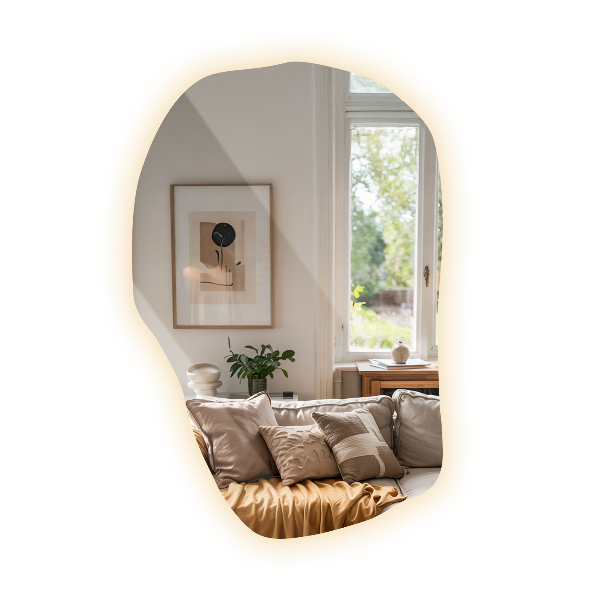 Specchio forma irregolare con led unico