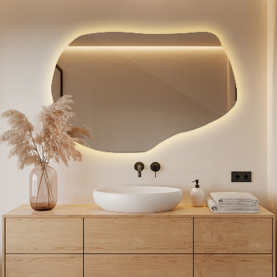 Specchio forma irregolare con led unico