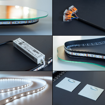 Specchio forma irregolare con led unico