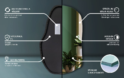 Specchio forma irregolare con led unico