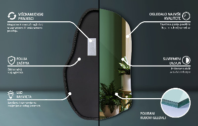 Specchio forma irregolare con led unico