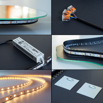 Specchio forma irregolare con led unico