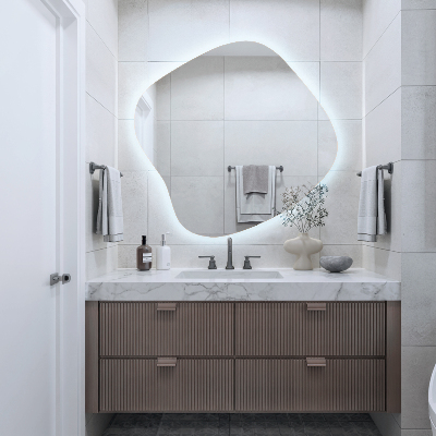 Specchio forma irregolare con LED accessorio moderno