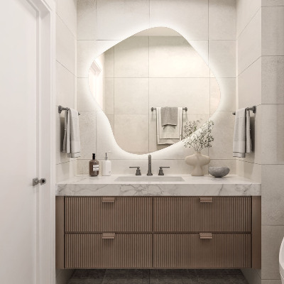 Specchio forma irregolare con LED accessorio moderno