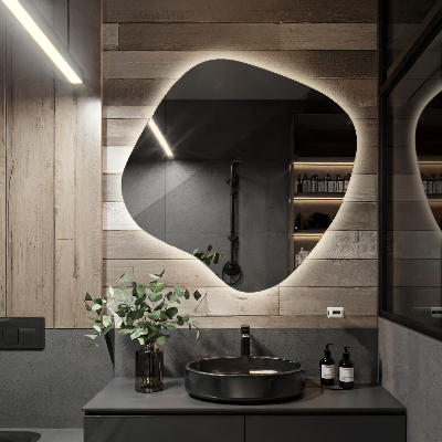 Specchio forma irregolare con LED accessorio moderno