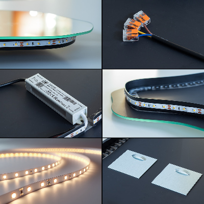 Specchio forma irregolare con LED accessorio moderno