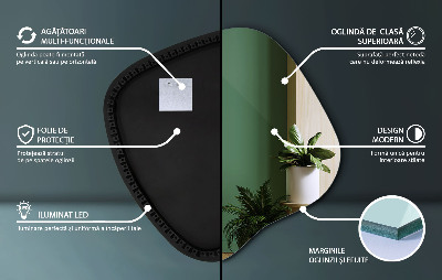 Specchio forma irregolare con LED accessorio moderno