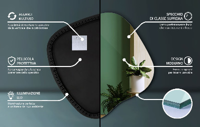 Specchio forma irregolare con LED accessorio moderno