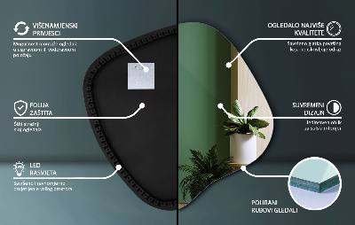 Specchio forma irregolare con LED accessorio moderno