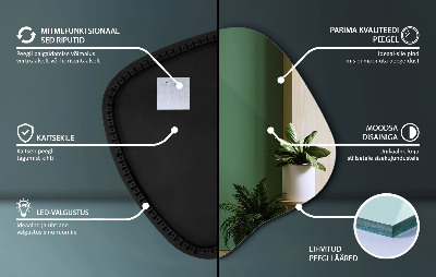 Specchio forma irregolare con LED accessorio moderno