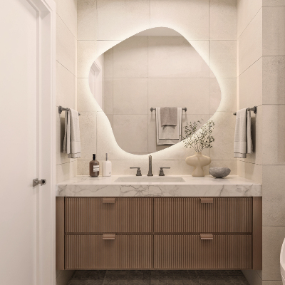 Specchio forma irregolare con LED accessorio moderno