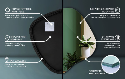 Specchio forma irregolare con LED accessorio moderno