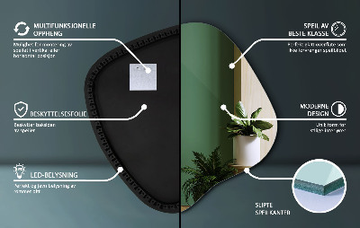 Specchio forma irregolare con LED accessorio moderno