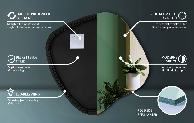 Specchio forma irregolare con LED accessorio moderno