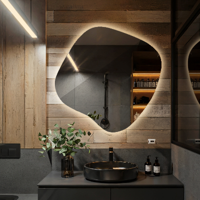 Specchio forma irregolare con LED accessorio moderno
