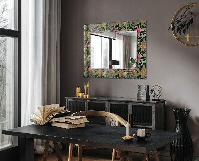 Specchio con cornice stampata Specchio con cornice stampata Fiori e uccelli