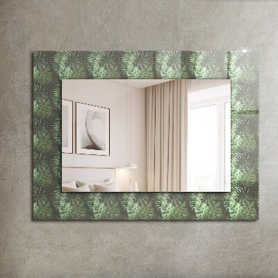 Specchio con cornice stampata Specchio con cornice stampata Foglie tropicali