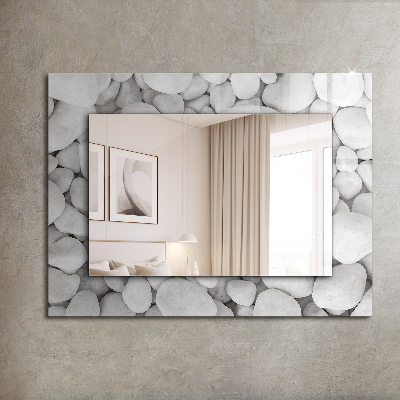 Specchio stampato Specchio stampato Pietre bianche lisce