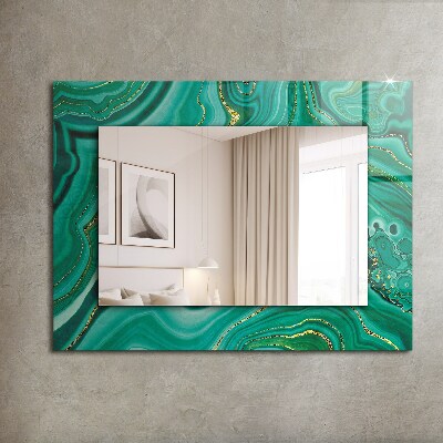 Specchio con cornice stampata Specchio con cornice stampata Texture verde astratta