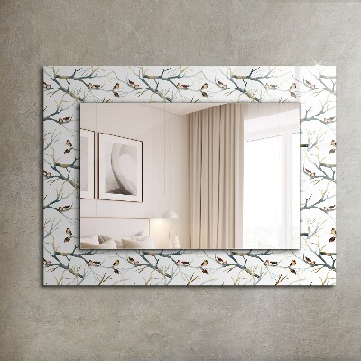 Specchio con cornice stampata Specchio con cornice stampata Uccelli su rami
