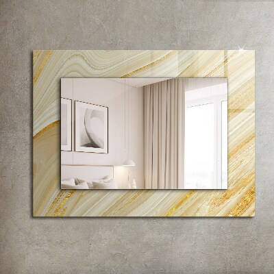 Specchio con cornice stampata Specchio con cornice stampata Linee astratte gialle