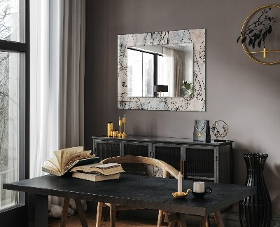 Specchio con cornice stampata Specchio con cornice stampata Piante con volpe di cervo